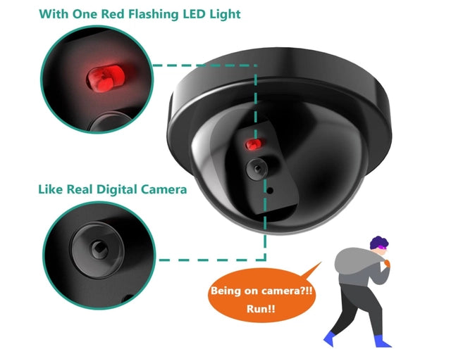 Dummy CCTV Dome Camera with Flashing Red LED Light< (Pack of 1)..